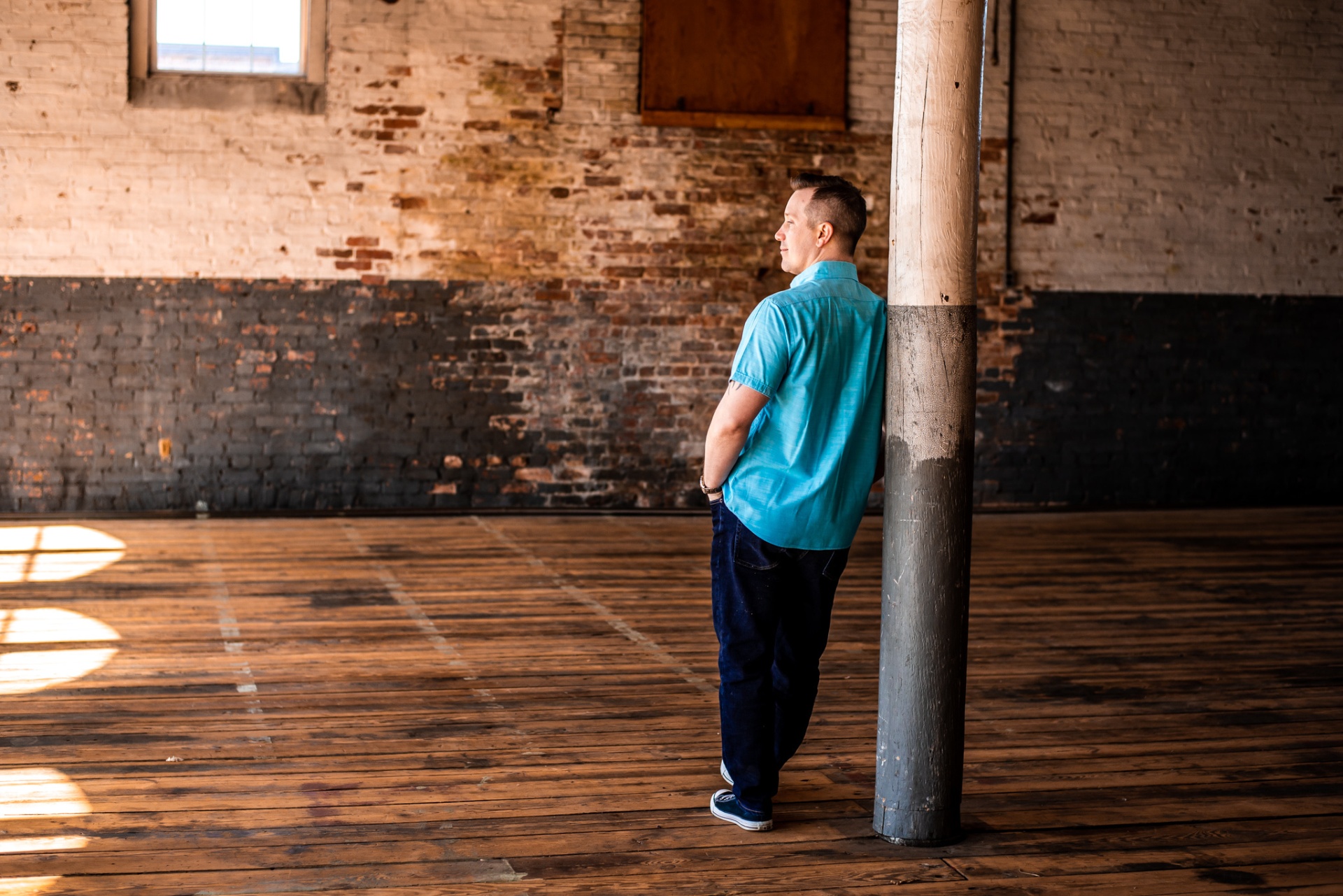 Matthew Peck in warehouse studio